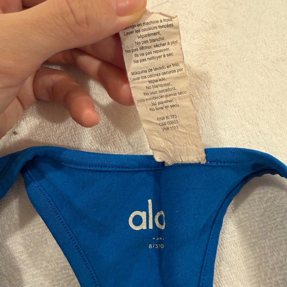 ALO Yoga Bright Blue Laser-Cut Racerback Tank - Picture 4 of 5